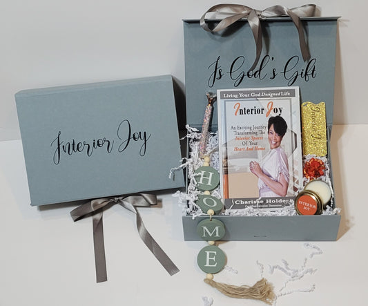 Deluxe Gift Set- Search no longer for a gift that matters!  This joyful gift-set brings beauty and purpose to life. The book is life changing and the candle smells amazing.  Give a gift that keeps on giving!